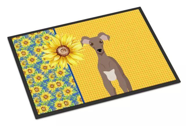 Summer Sunflowers Fawn Italian Greyhound Indoor Outdoor Mat 18x27 WDK5431MAT