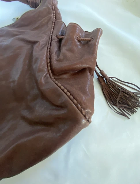 HOBO International Brown Buttery Soft Leather Large Tote/Shoulder Bag Tassel EUC 3