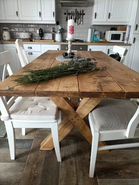 Rustic Pine Chunky Cross Legged Table