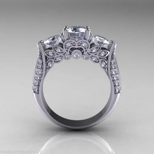 New 3.33ct White Round Diamond White Silver Lab Created Wedding Anniversary Ring
