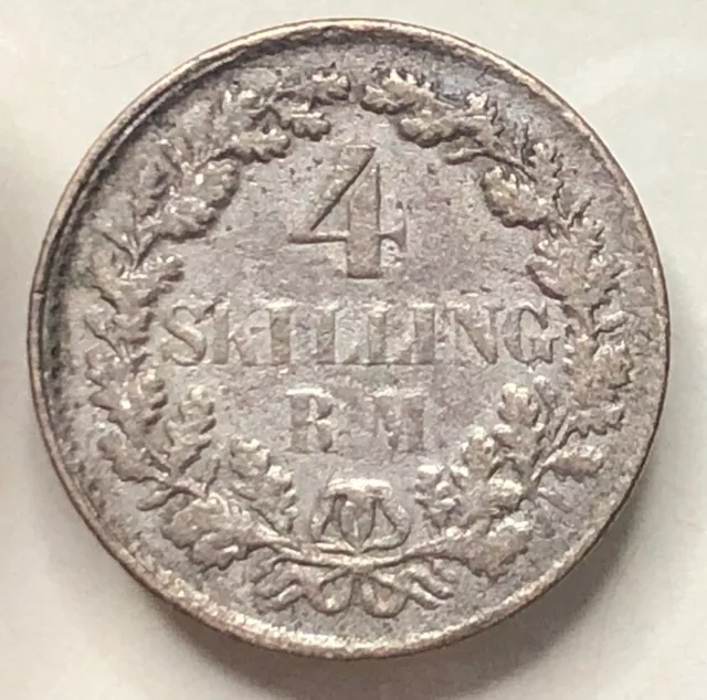 4 Skilling  1854  Dänemark . Frederik VII . Silber