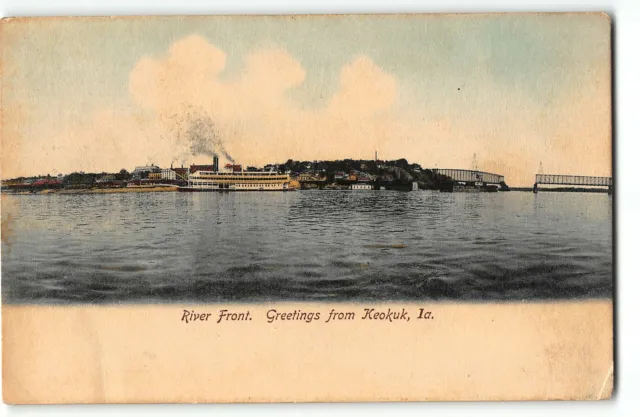 Greetings from KEOKUK, IOWA - River Front, c1905 UDB Postcard
