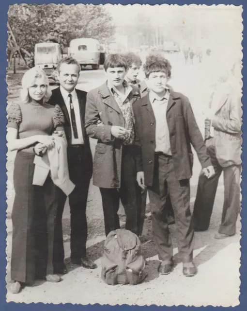 Beautiful Young Guys Smoking Cigarettes and Girl Soviet Vintage Photo USSR