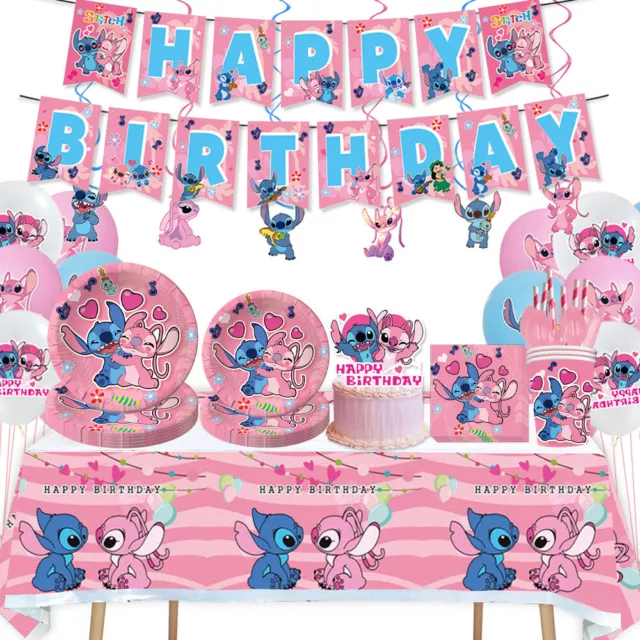 PIATTO DI CARTA e tazza per bambini festa di compleanno Lilo & Stitch rosa  EUR 5,99 - PicClick IT