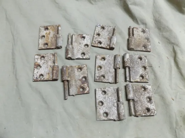 10 Primitive Antique Hardware Hinges w Pins Door or Shutters? Rusty