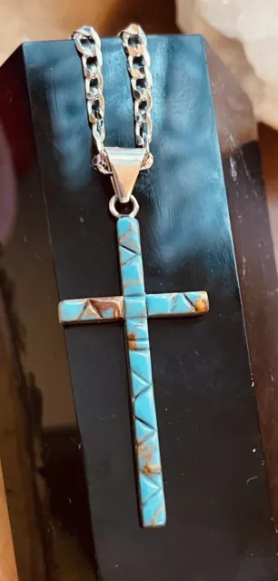 Native American Indian Jewelry Sterling Silver Vintage Multiple Gemstone Cross