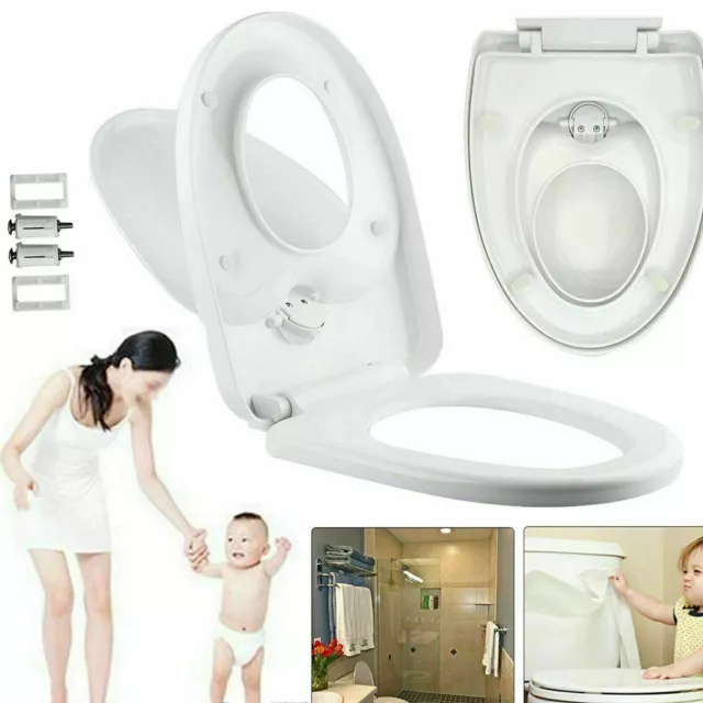 Toilet Seat Soft Close Family Child Friendly 3in1 TOP & BOTTOM Hinges White New