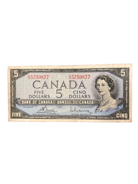 1954  Five Dollar Canadian    Banknote   Bank of Canada