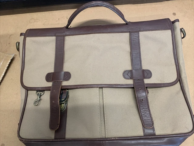 Eddie Bauer Edition Ford Khaki Canvas & Leather Garment Bag Luggage Travel Bag