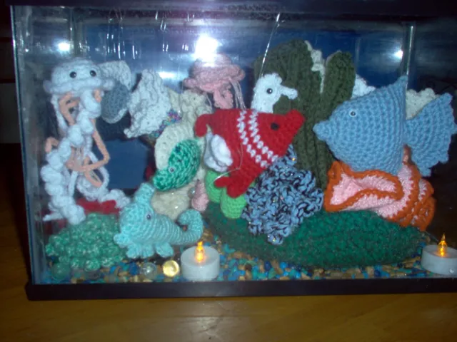 Gift Idea    New, hand crochet sea creatures, reefs, to fill aquarium