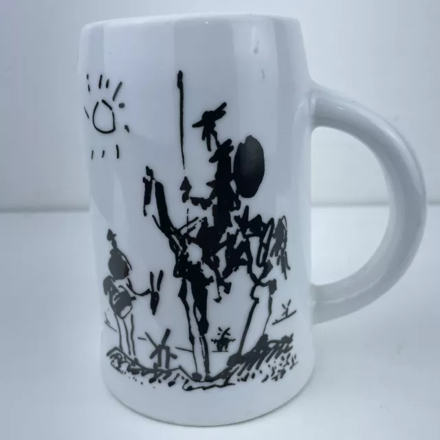 Pablo Picasso White Beer Mug Don Quixote Art Painting Coffee Tea Cup MCM 1970s Pablo Picasso White Beer Mug Don Quixote Art Painting Coffee Tea Cup MCM 1970s