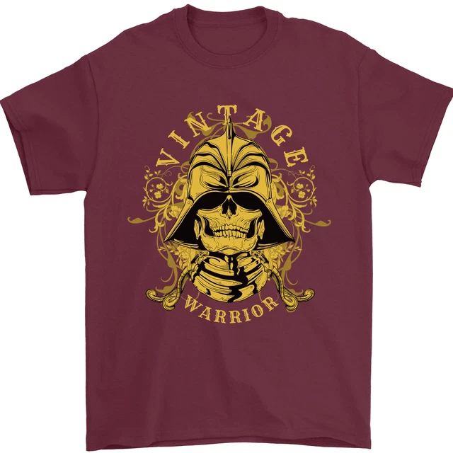 Vintage Warrior Samurai Bushido Mma Teschio Uomo T-Shirt 100% Cotone