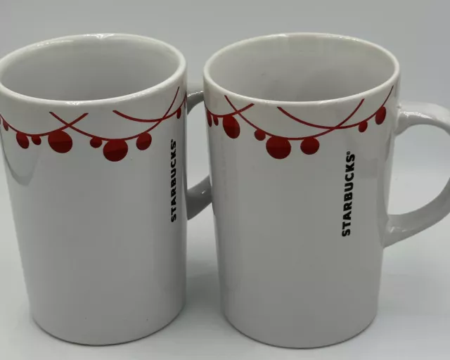 2 Starbucks Mug 2012 Christmas White Red Ornament Balls Christmas Cup Holiday