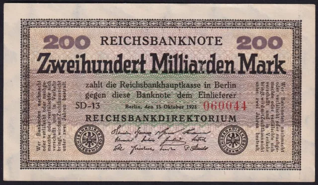 1923 200 Billion Mark Germany Old Vintage Paper Money Banknote Currency Rare UNC