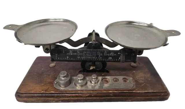 Antique Pelouze Rare Kodak Studio Scale Complete With Metric Weights & Pans