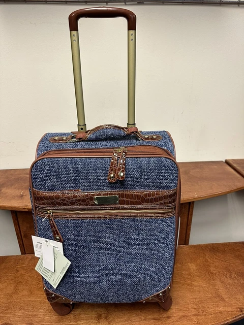 New Samantha Brown Classic Tweed 2 Piece Set 28'/21” Blue /Camel  Color Spinner 3