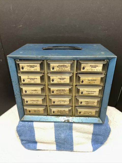 Vintage 18 Drawer AKRO-MILS Metal Hardware Cabinet Organizer Storage USA. Used.