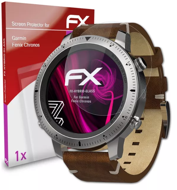 atFoliX Glasfolie für Garmin Fenix Chronos Panzerfolie 9H Schutzpanzer