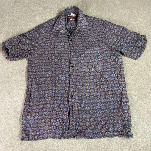 Vag Shirt Mens Medium M Loud Patterned Short Sleeve Button Up Made In Australia
