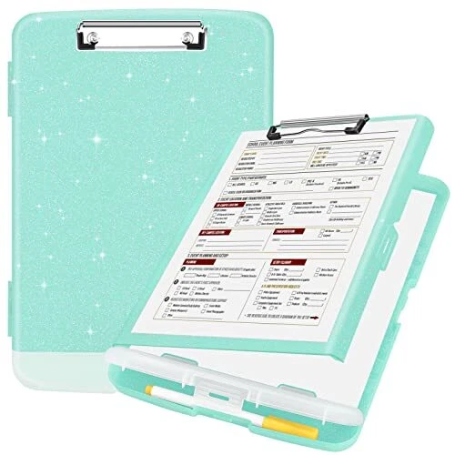 Glitter Clipboard with Storage High Capacity Storage Clipboard with Pen Holder