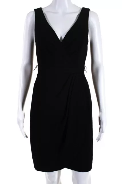 Trina Turk Womens Back Zip Sleeveless V Neck Short Sheath Dress Black Size 2