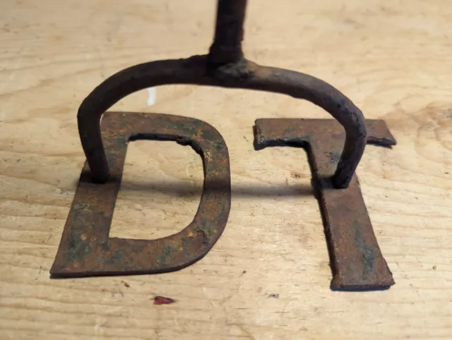 Vintage Wrought Iron Branding Iron/Marker~Letters D.T.~Horse/Pony/Cattle/Sheep~