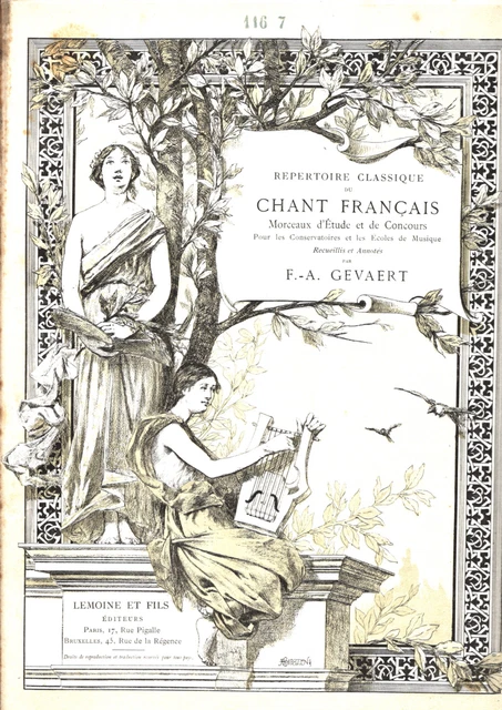 Gevaert. Repertoire Classique Du Chant Francais N°116-117  Gluck