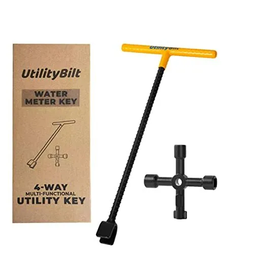 UtilityBilt Water Meter Key 17 Inch Comes with 4-way Multi-Functional Utility...