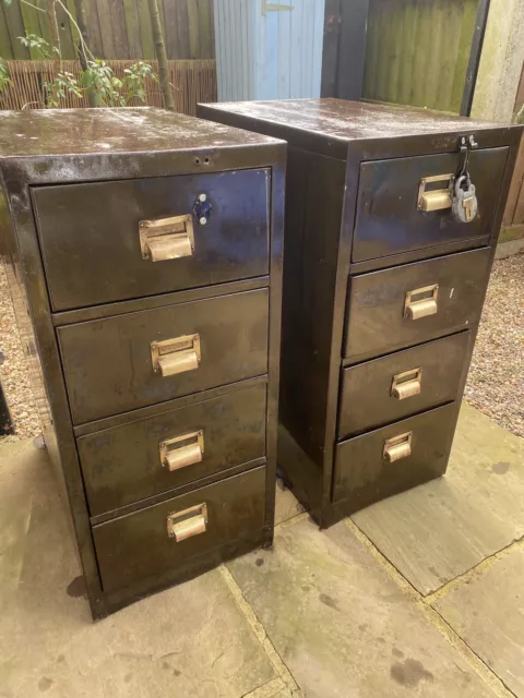 1940-50’s Vintage Antique Industrial green metal four drawer filing cabinet