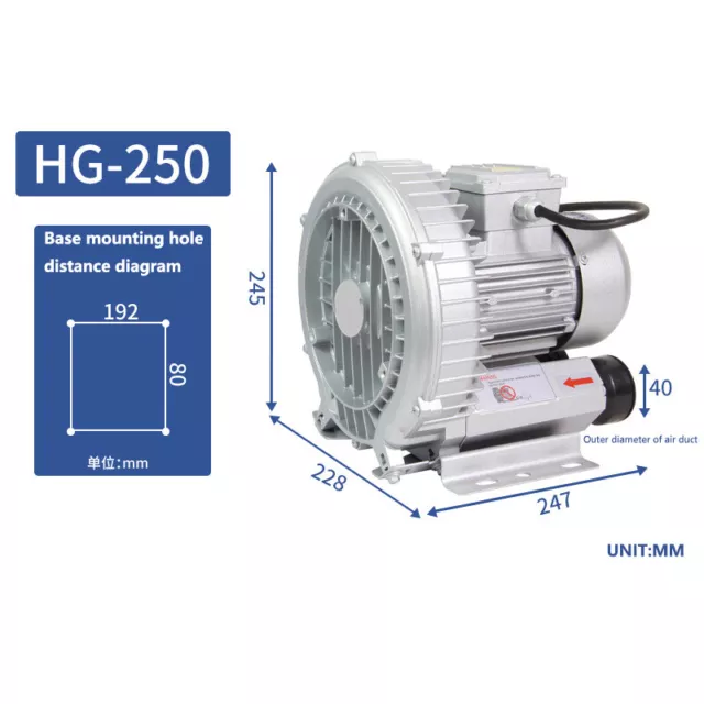 High Pressure Fan Vortex Fan Industrial Dust Collector Centrifugal Blower HG-250