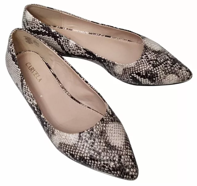 Carvela snake online print trainers