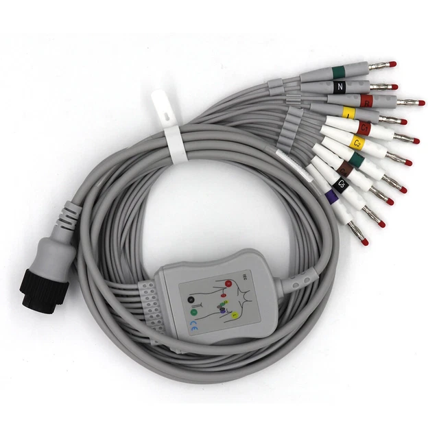 Banana 4.0 16 pin 10-lead ECG/EKG Cable for Kenz 103,106,Cardioline Remco Delta1