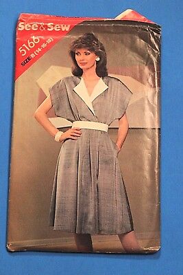 SEE & SEW BUTTERICK Sewing Pattern 5166 Sizes 14-18 1980s Dress Pattern Uncut