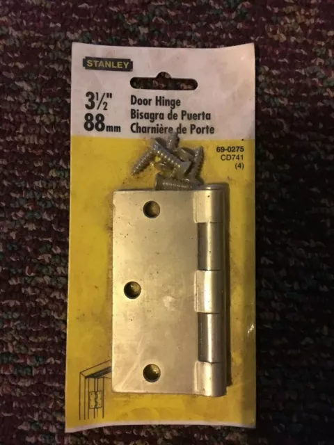 Stanley 3 1/2" Door Hinge Steel/Satin Brass Finish Square