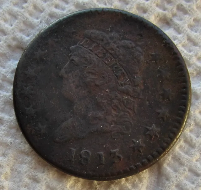 1813 Classic Head Large Cent Rare Key Date Type Coin XF Detail Corroded