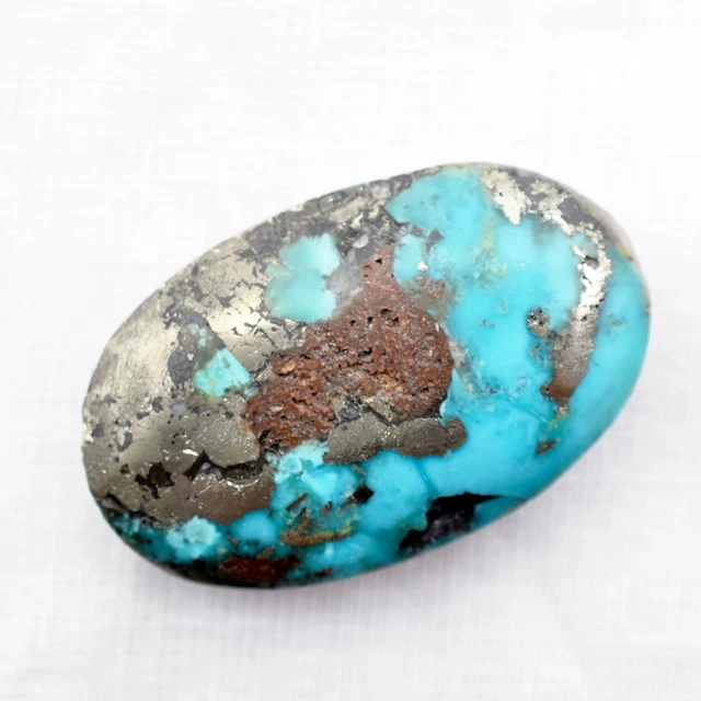 60.65 Ct Natural Arizona Morenci Blue Turquoise Cabochon Certified Gemstone