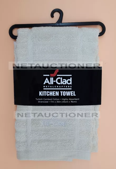All-Clad Kitchen Towel 100% Cotton Dishes On Cobalt Oversized 17in x 30in  NWT