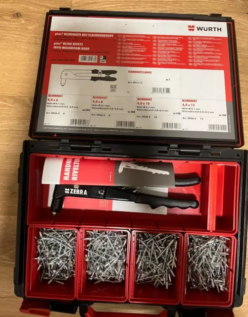 Würth BLINDNIETE STANDARD FLACHRUNDKOPF SORTIMENT 701-TEILIG   5964093600 Neu