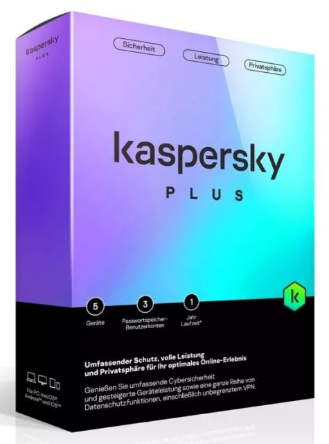 Kaspersky Plus Internet Security 2024 Box 5 Geräte 1 Jahr Sicherheit-Schutz NEU