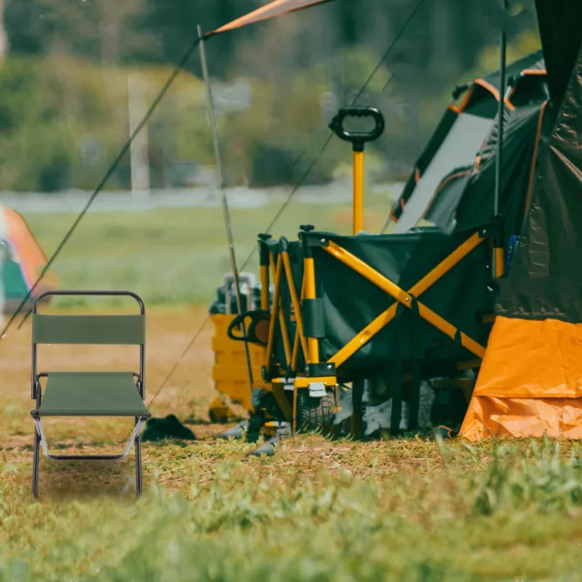 Pequeño taburete cuadrado con respaldo exterior silla plegable de metal para camping