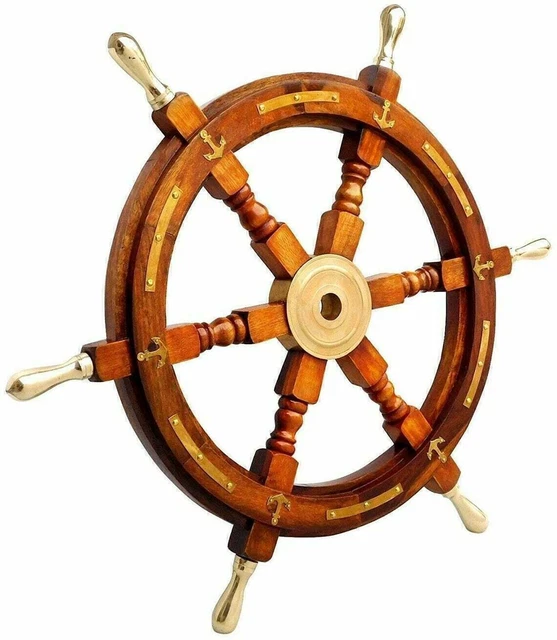 18" Ships Wheel Wood & Brass Wheel Nautical Pirate's Steering Ship's Wheel