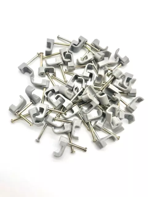 Twin And Earth Cable Clips Flat Grey Plastic Cable Clip With Nails Twin & Earth 3