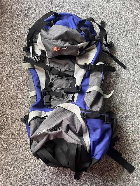 HI GEAR TIBET 65 10 Rucksack. Grey Blue. Hiking Camping. Backpack 23.00 PicClick UK