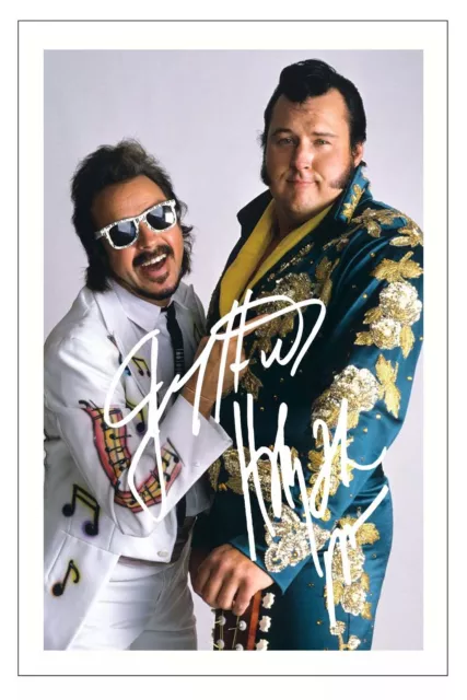 JIMMY HART & THE HONKEYTONK MAN Signed 6x4 PHOTO Gift Print WWE WRESTLING