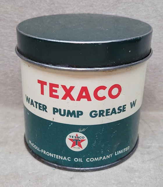 Vintage Texaco Water Pump Grease Tin with Contents.