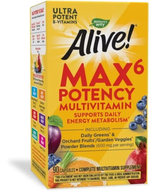 Lebendig! Max6 POTENCY Multivitamine Nature's Way - 90 Kappen, schwelende Unterstützung, Stoffwechsel