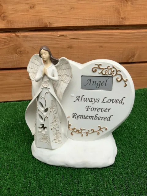 Praying Angel with Gold Flowers, & Verse LED Light ANGEL memorial ornament