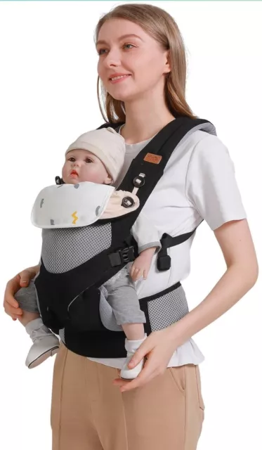 3-in-1 Breathable Baby Carrier, Multi-functional Lightweight Baby Wrap Carrier