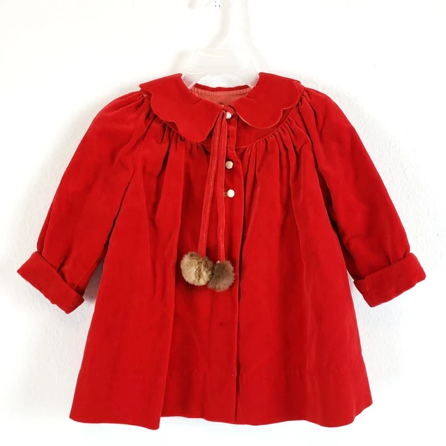 Vintage Breman And Tanner Girls SIZE 3t ? Toddler Red Over Coat Jacket ADORABLE