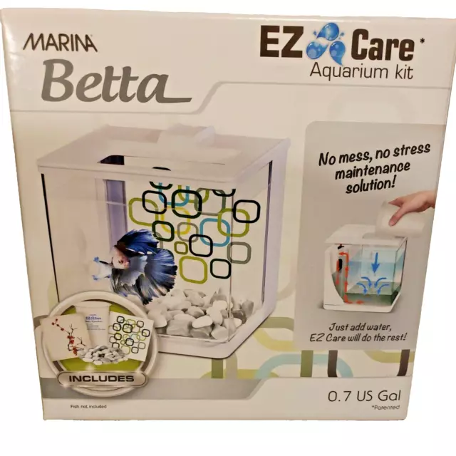 Marina EZ Care Betta Kit, White Aquarium Kit Just add Water